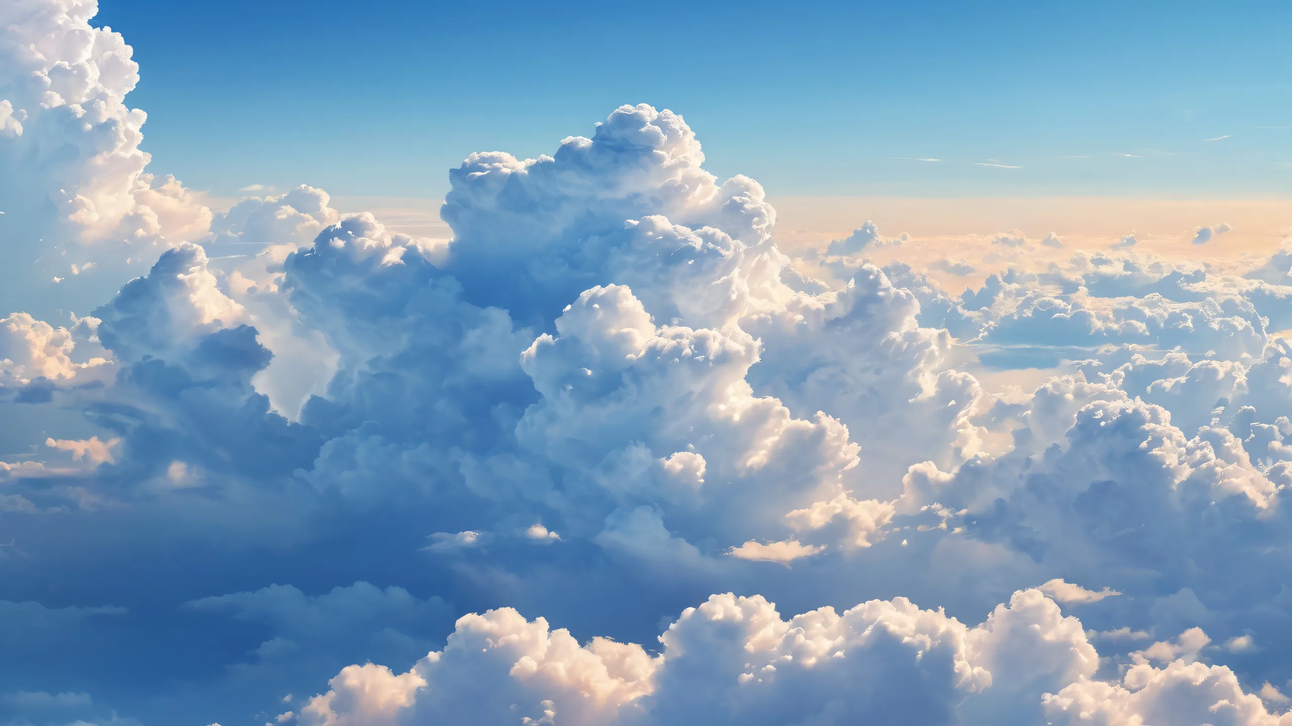 Stunning outdoor scenery of vast pure voids with perfectly clean clouds on a desktop/PC background, emphasizing depth and ethereal lighting.