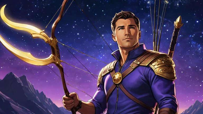 A fantasy desktop wallpaper of Archer, set against a vast pure void with stars shining in the background, adecuado para usuarios de escritorio/PC.