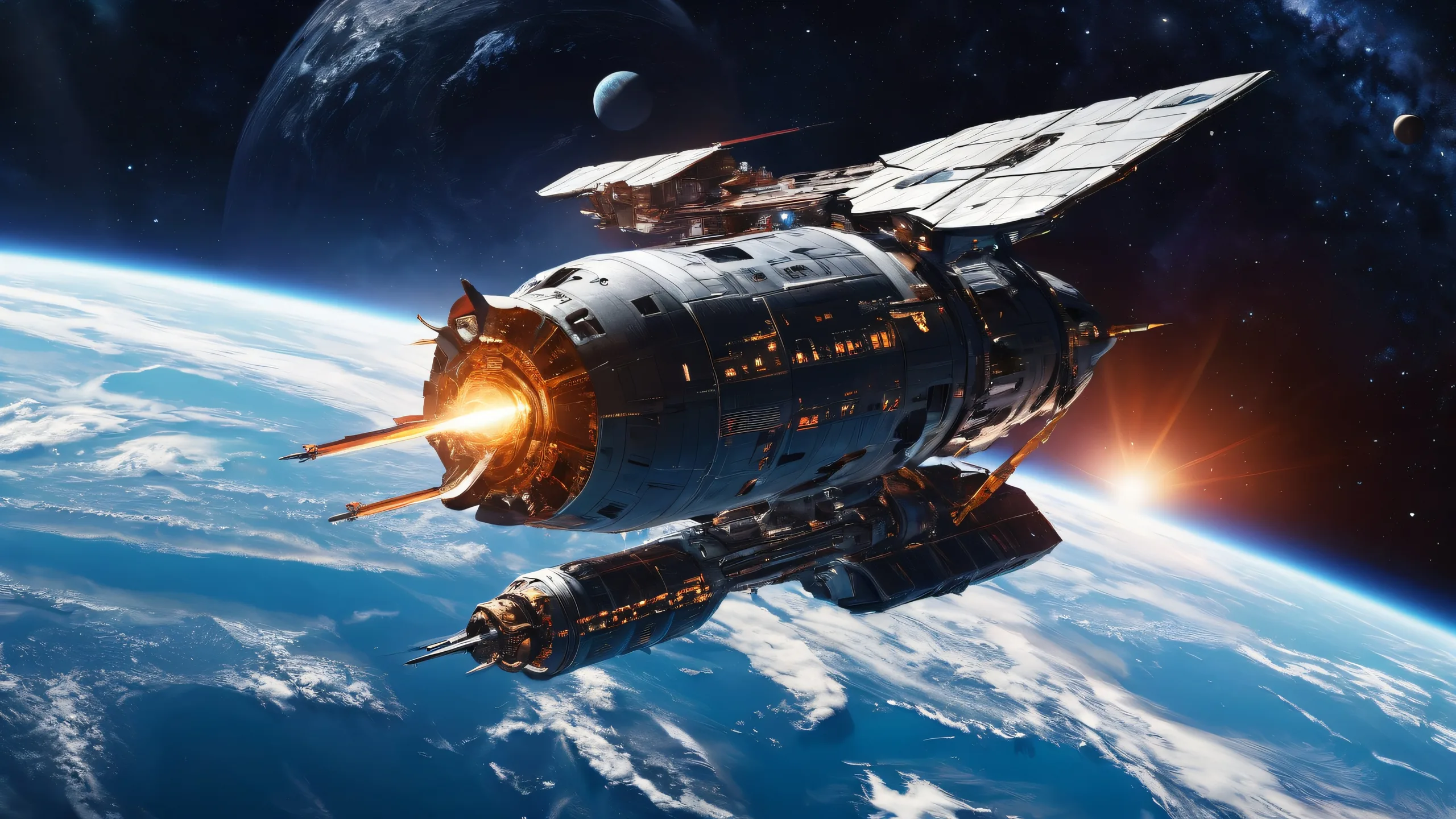 A stunning desktop wallpaper featuring spacecraft in a vast, pure void against a galaxy background, perfect for your Desktop/PC.