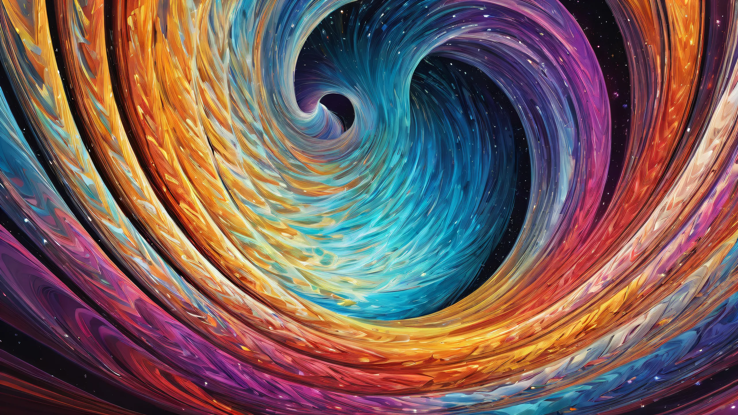 Cosmic vortex desktop background featuring pure void and abstract shapes for PC or Desktop use.