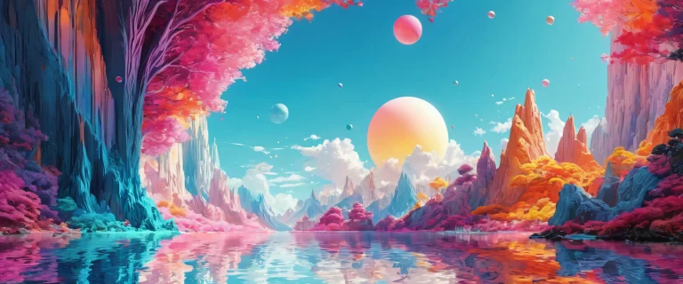 Breathtakingly clean vast pure void desktop wallpaper with radiant colors and reflections for PC or Desktop