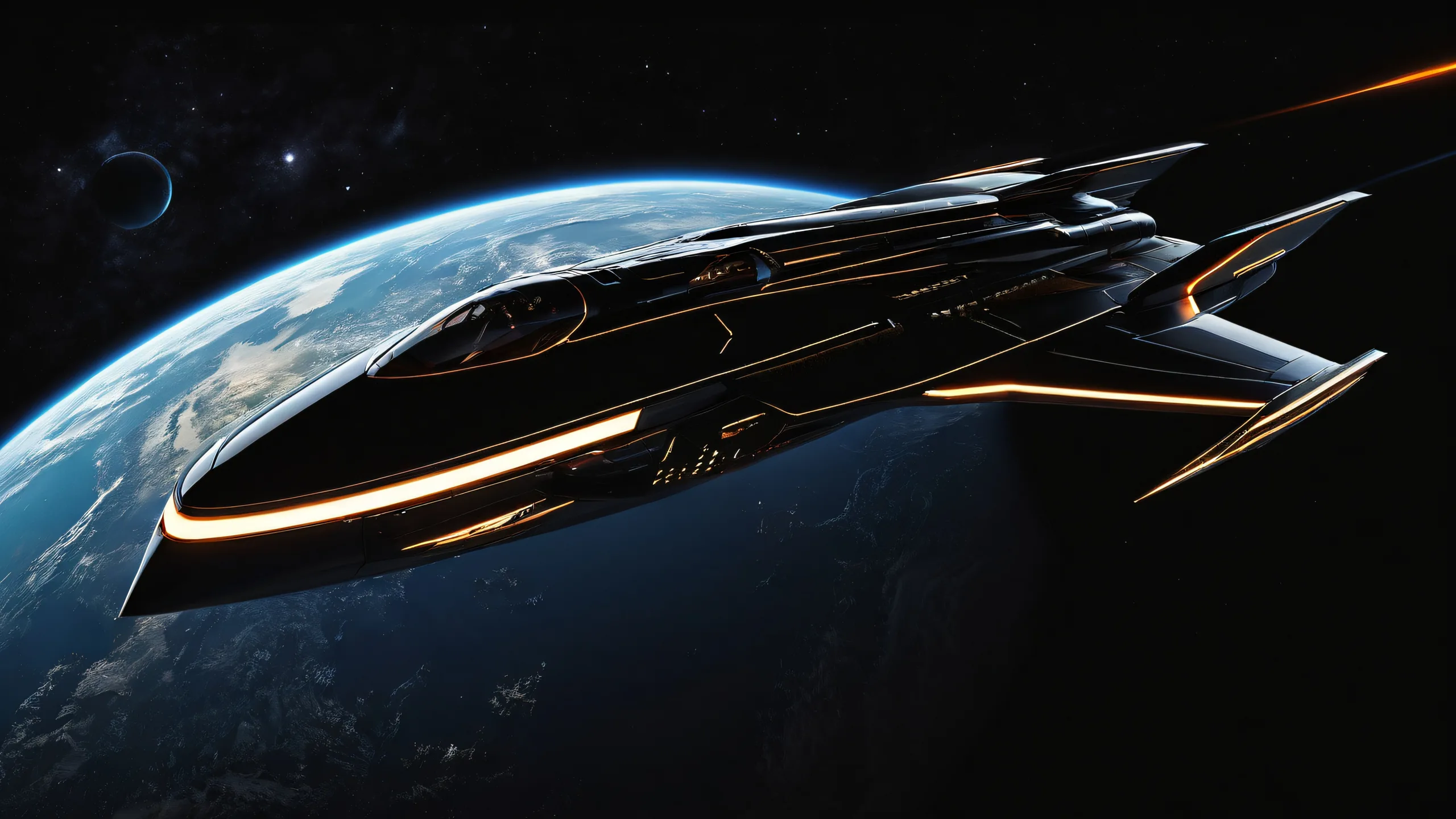 Ethereal Cosmos Aesthetic 4K UHD Wallpaper Breathtaking sci-fi desktop wallpaper of a starship against a vast pure void, perfect for Desktop/PC users seeking a sleek dark mode aesthetic.