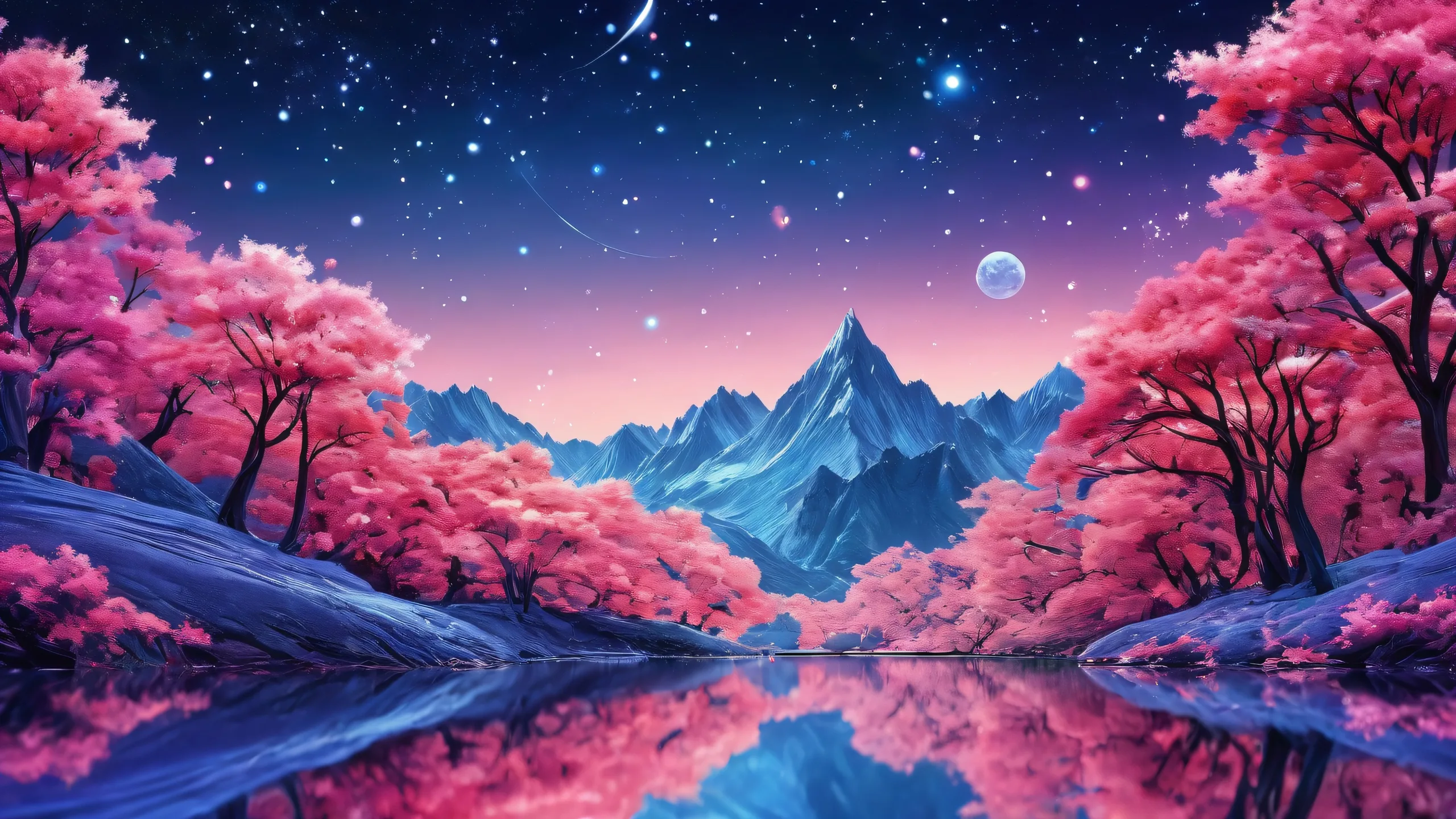 Stunning Ethereal Cosmos at Dusk Wallpaperparfait pour votre ordinateur de bureau/PC A serene and stunning desktop image featuring a starry night sky on a pure void background, perfect for your Desktop/PC.