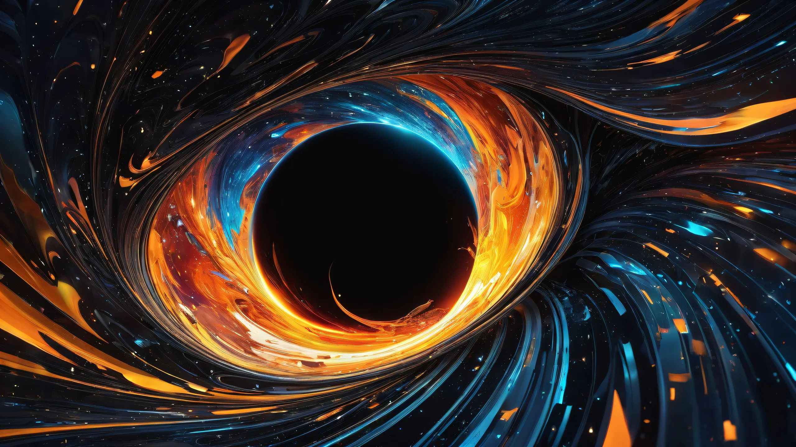 A visually stunning desktop background featuring Black Hole Cat amidst a vast, pure void with futuristic ambiance for Desktop/PC users.