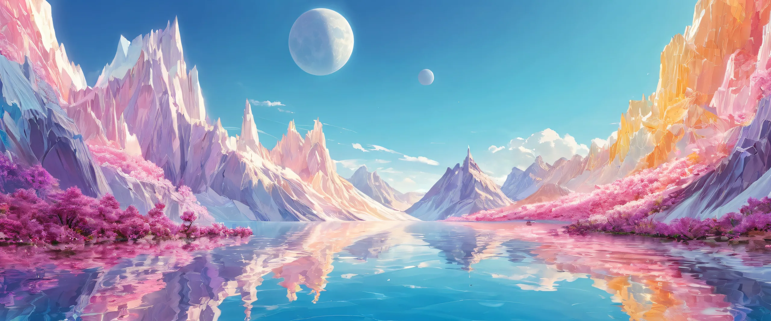 Lady Melamori in a pure void desktop wallpaper with radiant lighting and brilliant colors, suitable for PC or Desktop display.