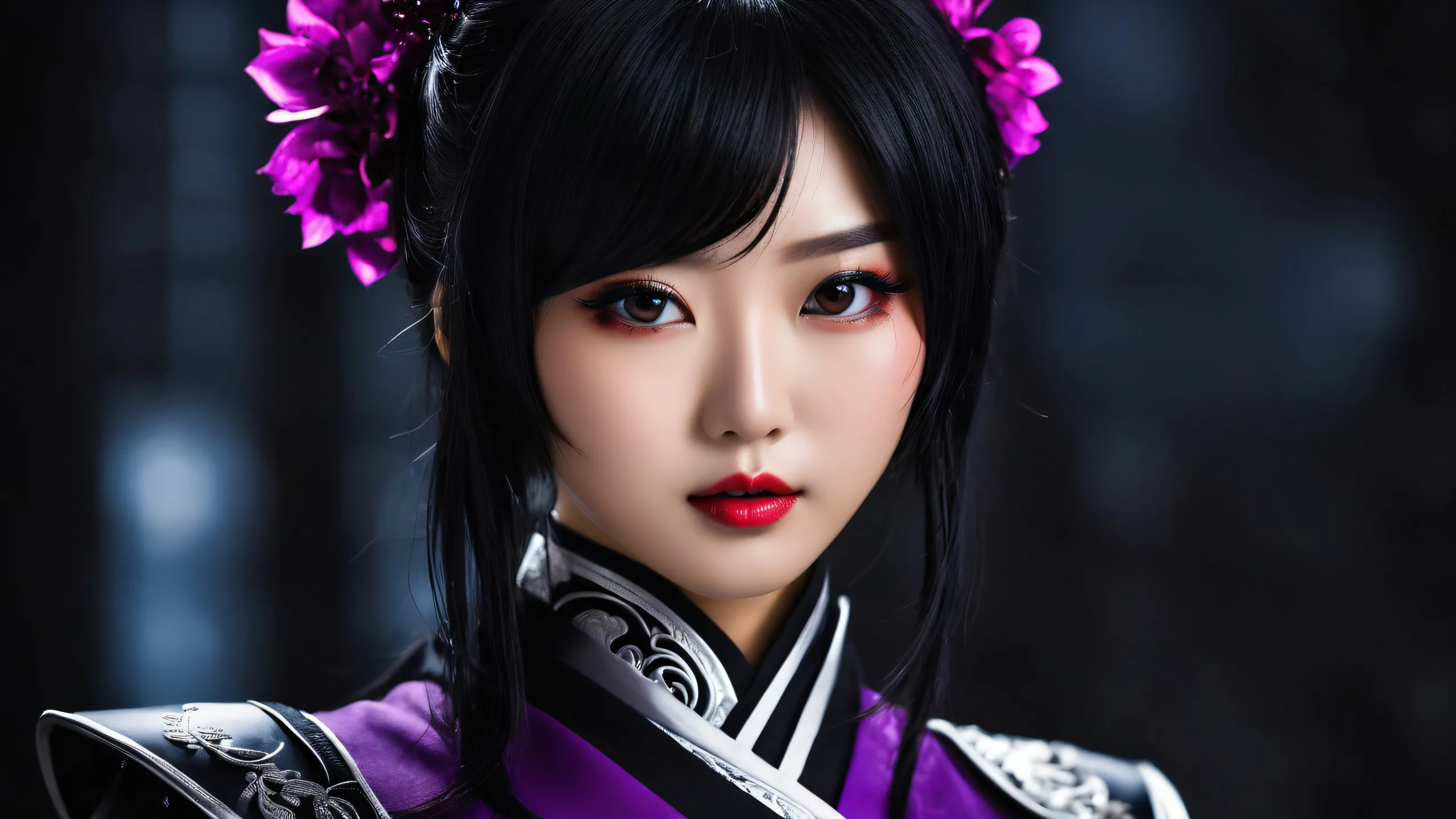 A stunning desktop image of an Asian cosplayer set against a vast, pure void for optimal clarity and visual impact on Desktop/PC.