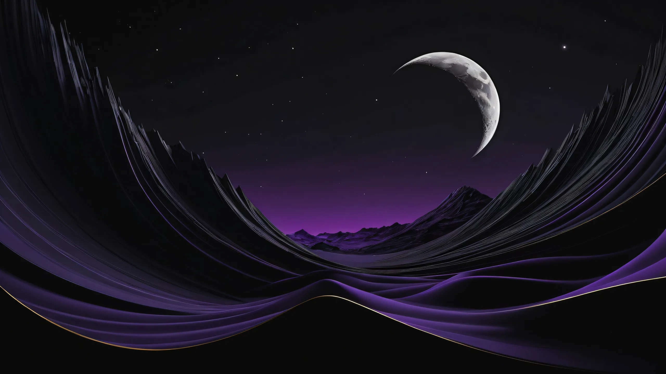 A striking desktop wallpaper featuring a cresent moon against a vast pure void, perfect for any Desktop/PC.