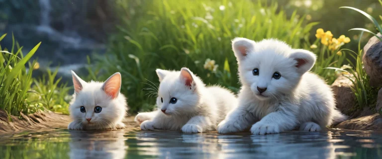 A serene desktop scene featuring adorable animals amidst a vast, pure void with extreme depth of field, perfect for your PC or Desktop/PC.