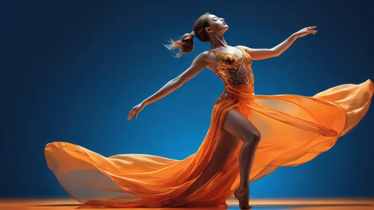 A majestic dancer set against a vast, pure void with breathtaking depth of field and ethereal lighting on your desktop or PC.