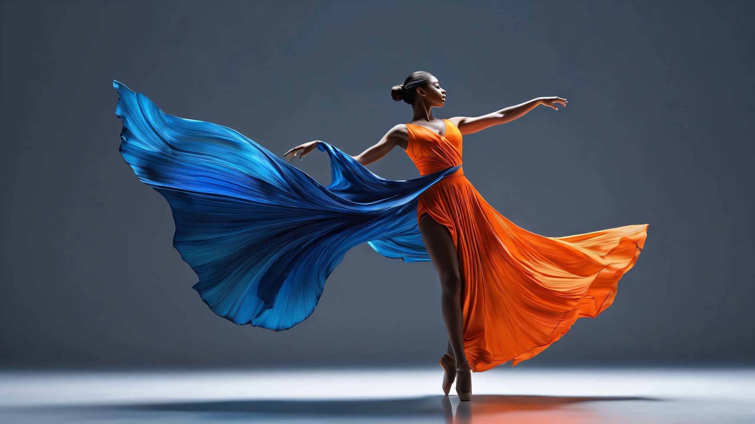 Abstract dark grey desktop background with horizontal blue streaks and a vast void for a clean and elegant look, perfect for your PC or Desktop.