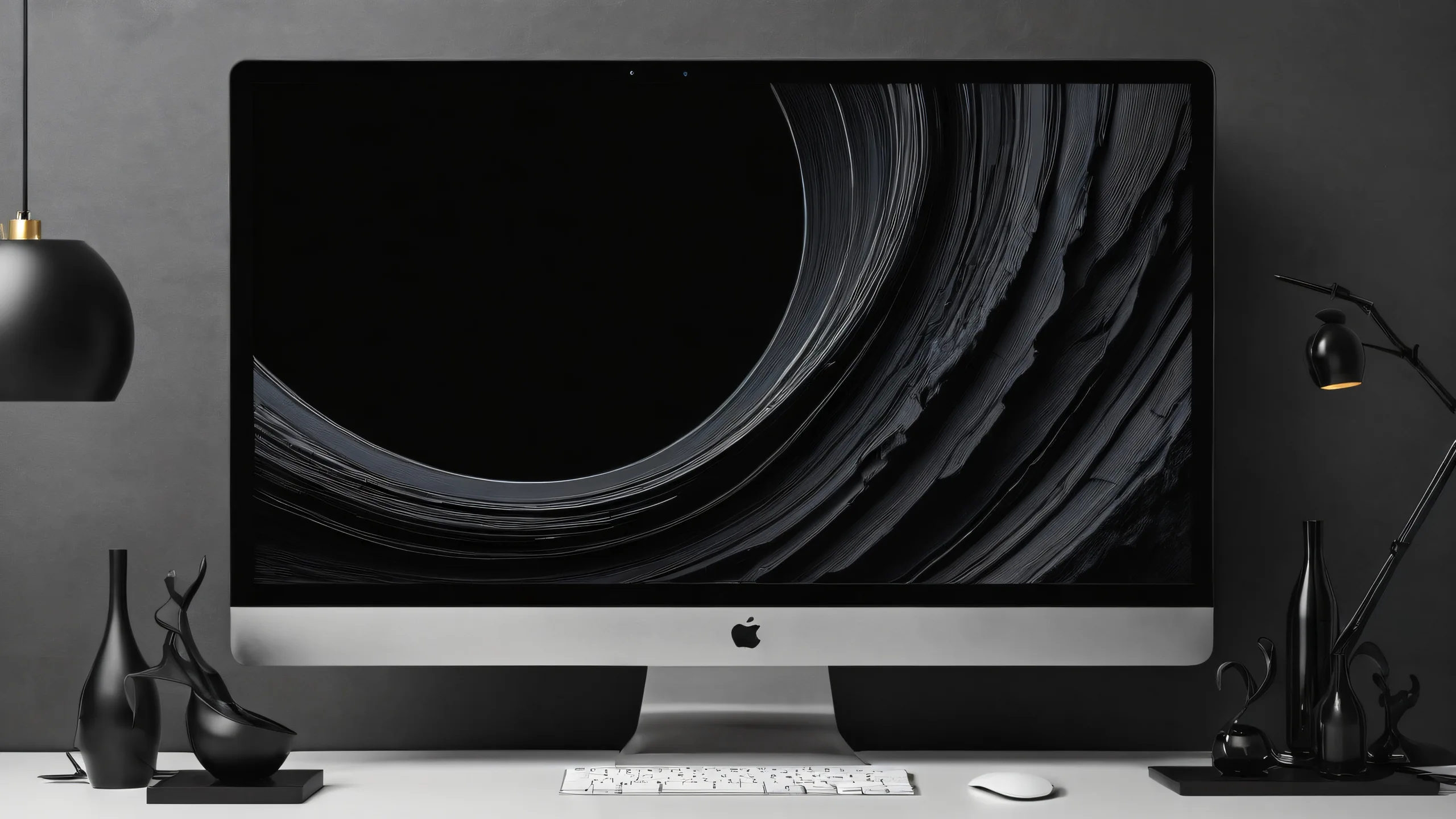 A breathtaking monochrome desktop wallpaper featuring a vast pure void with deep perfect blacks and striking contrast. Ideal for Desktop/PC.
