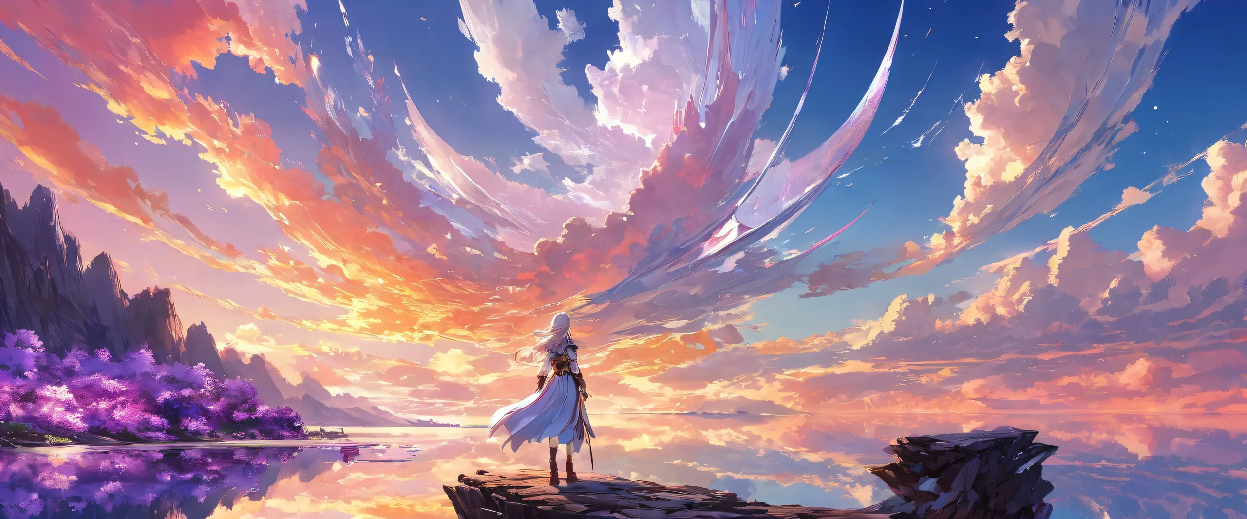 A beautifully designed desktop image of a heroine in a pure void with ethereal lighting and brilliant colors, suitable for PC or Desktop.