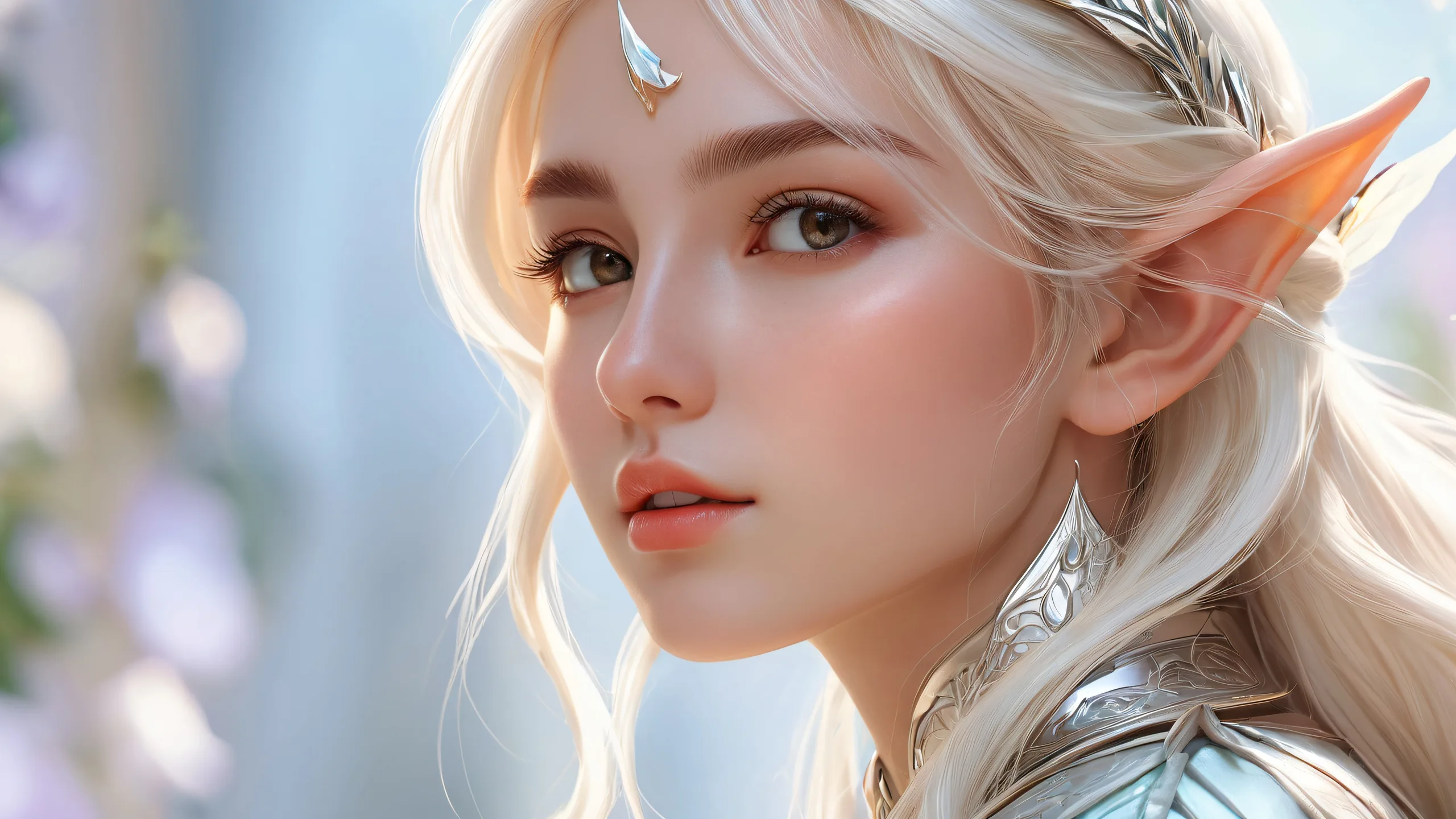 A stunning desktop scene of Elf Girl amidst a pure void, ideal for PC or Desktop screens.