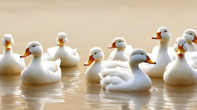 Beautiful desktop wallpaper of ducks in a vast pure void with subtle gradient and intricate textures, suitable for PC or Desktop use.