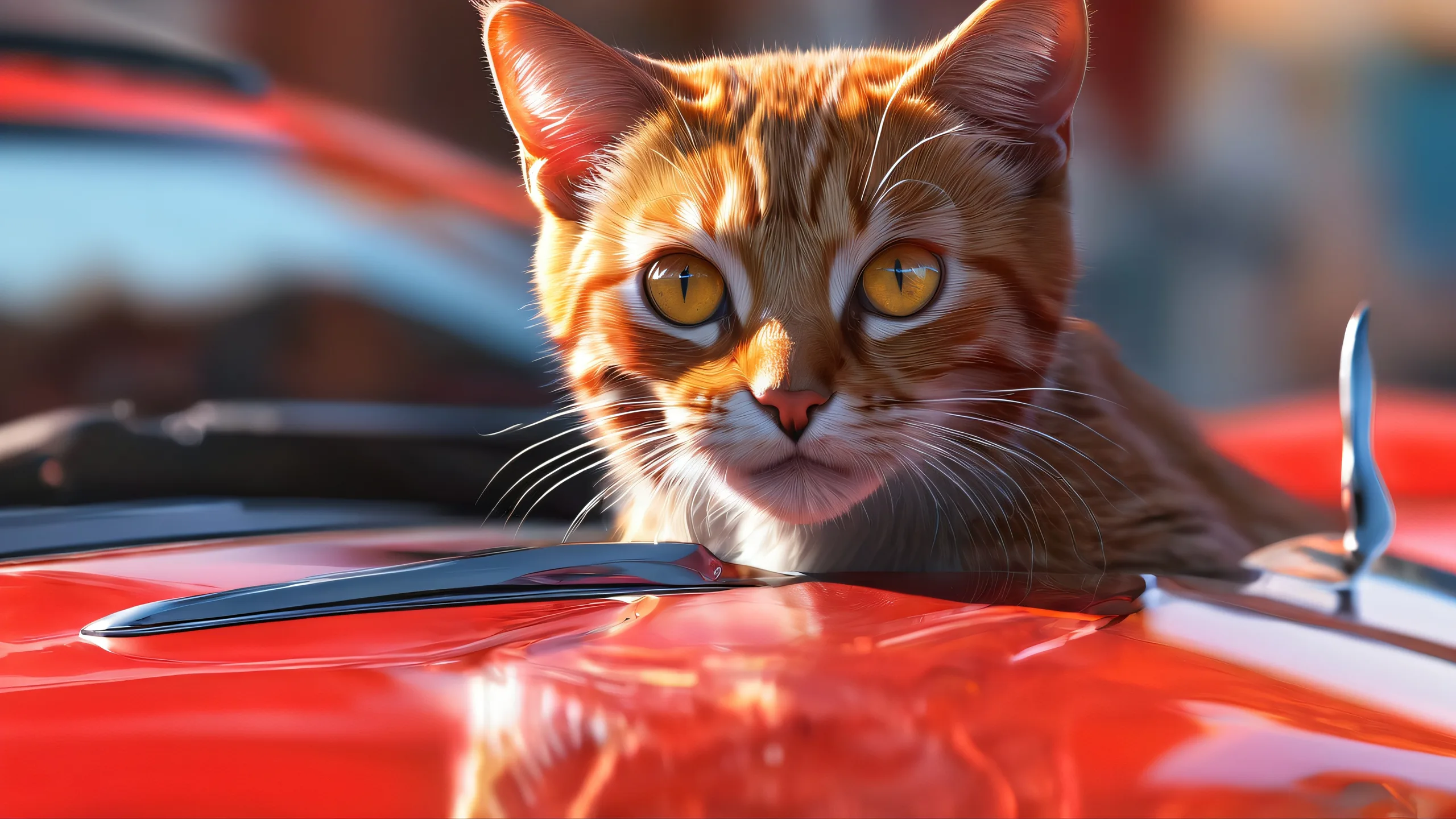 Breathtaking desktop wallpaper featuring a pristine void with a futuristic car and post-apocalyptic world on the hood, suitable for Desktop/PC