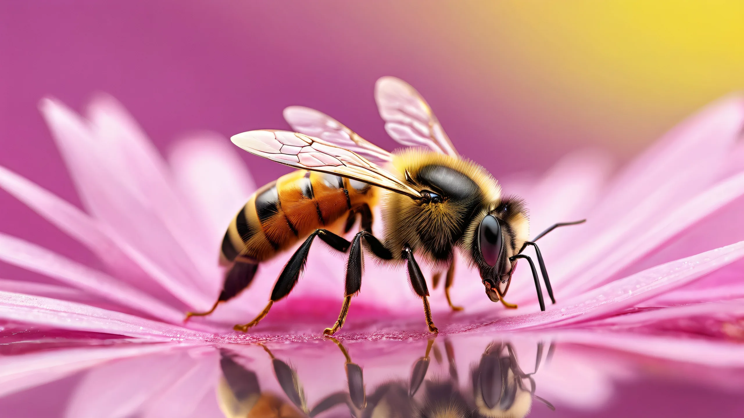 Breathtaking desktop wallpaper of Quadruped and Bee Tail set against a vast pure void with extreme depth of field, suitable for Desktop/PC use.