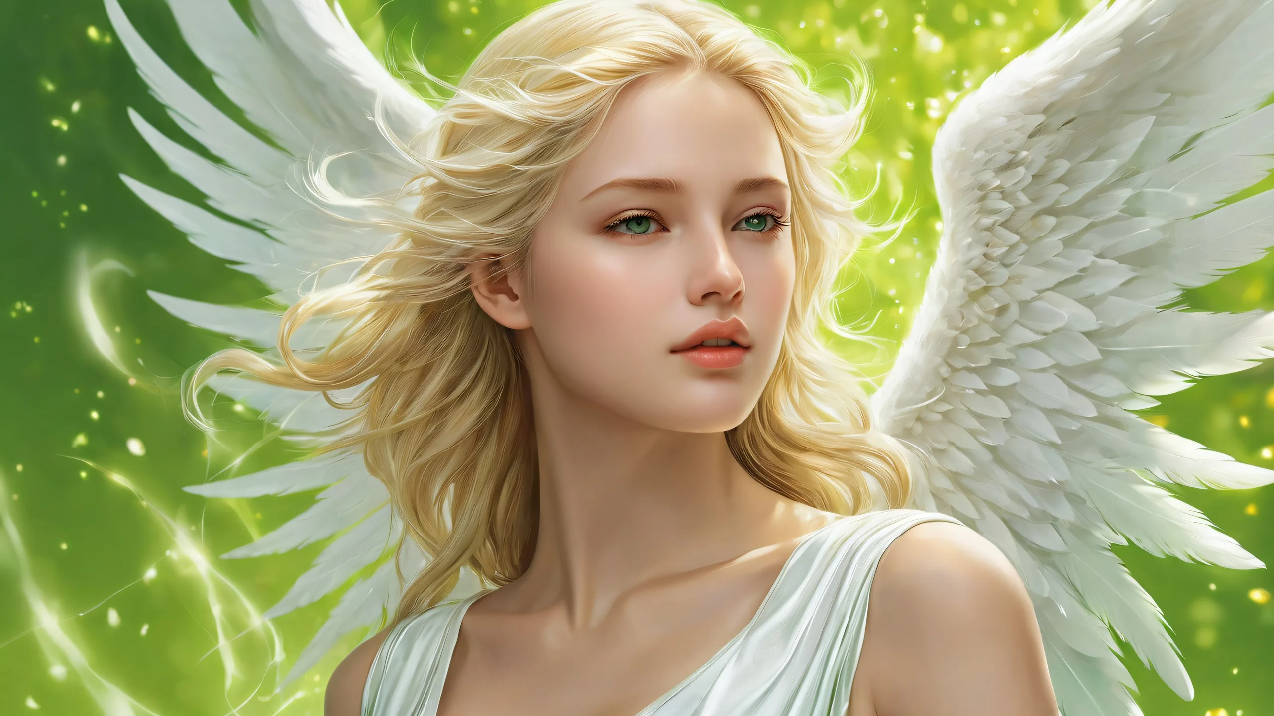 Breathtaking fantasy desktop wallpaper featuring a perfect void with radiant green hues and ethereal lighting for Desktop/PC use.