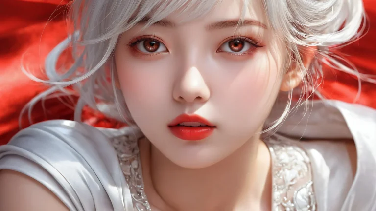 Girl in a vast pure void on desktop/pc with extreme depth of field and ethereal lighting