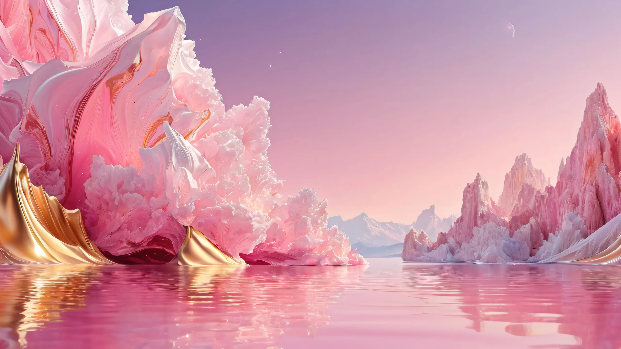 4K Ethereal Depths of Serenity Desktop Background Floating void desktop wallpaper for PC or Desktop, featuring radiant colors and ray traced reflections.