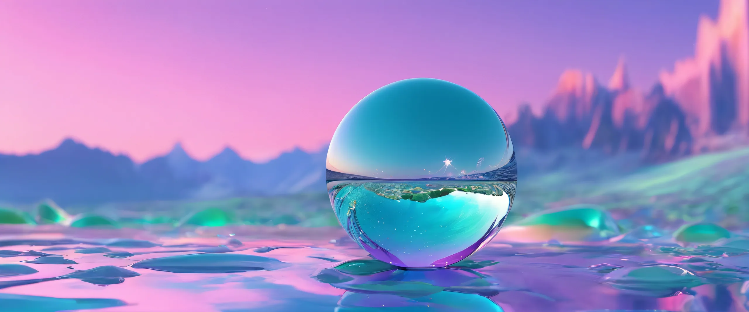 Beautiful desktop wallpaper of a vast pure void with radiant colors and reflections for Desktop/PC users.