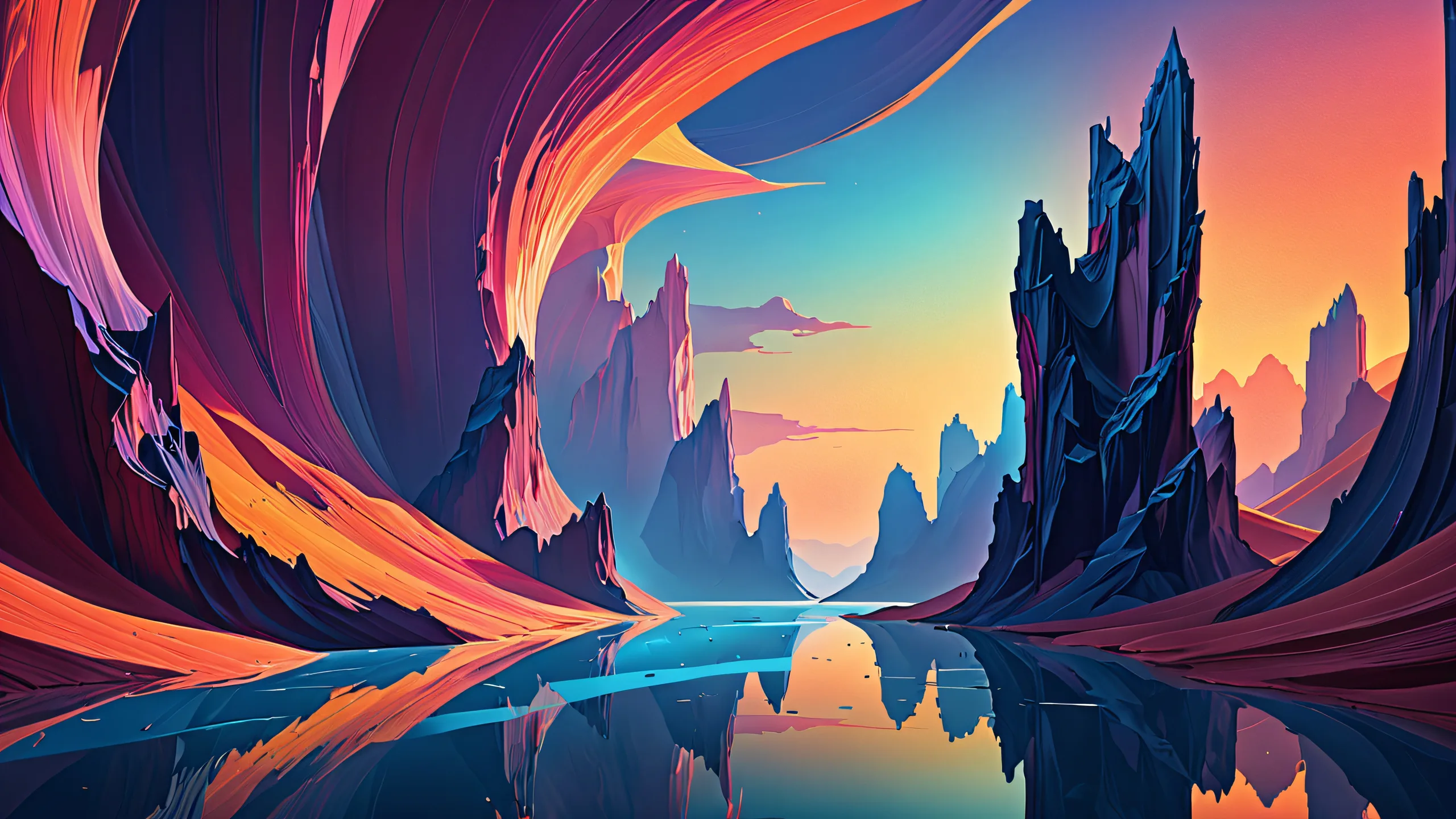 Abstract desktop wallpaper featuring figures in a vast pure void with diffused light source and soft shadows, ideal for PC or Desktop background.