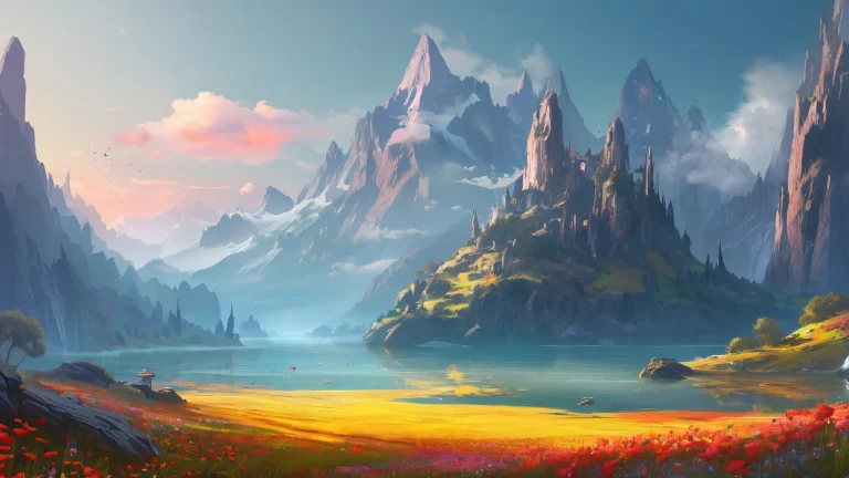 A stunning desktop scene of Unreal Shapes, perfect for a misty morning with extreme depth of field on a Desktop/PC.