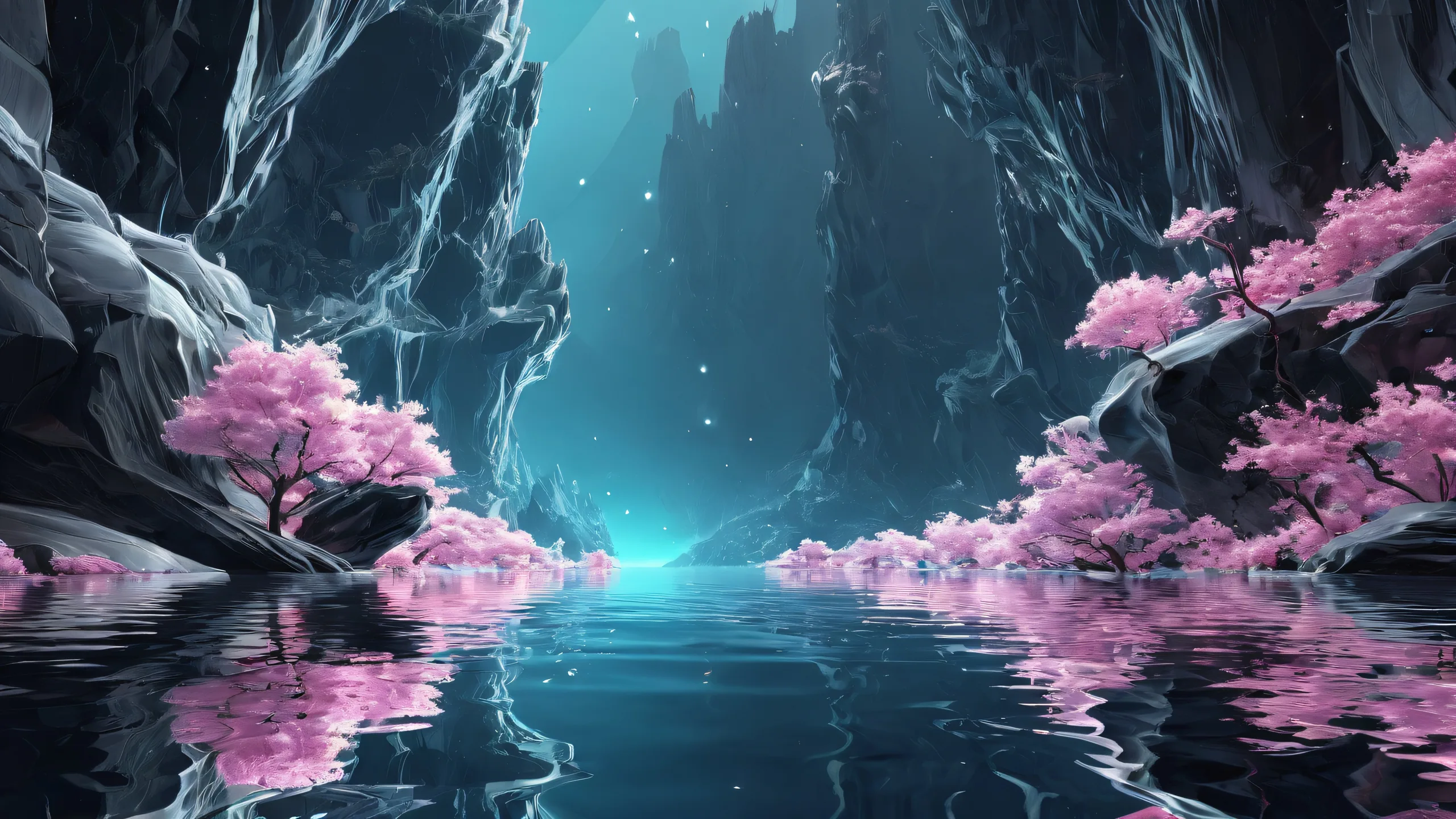 A stunning desktop wallpaper featuring a vast pure void with ethereal lighting and brilliant colors, perfect for your Desktop/PC.