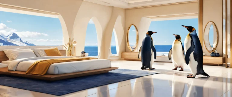 A stunning desktop image of Penguin and Barber against a vast, pure void background for PC/Desktop use.