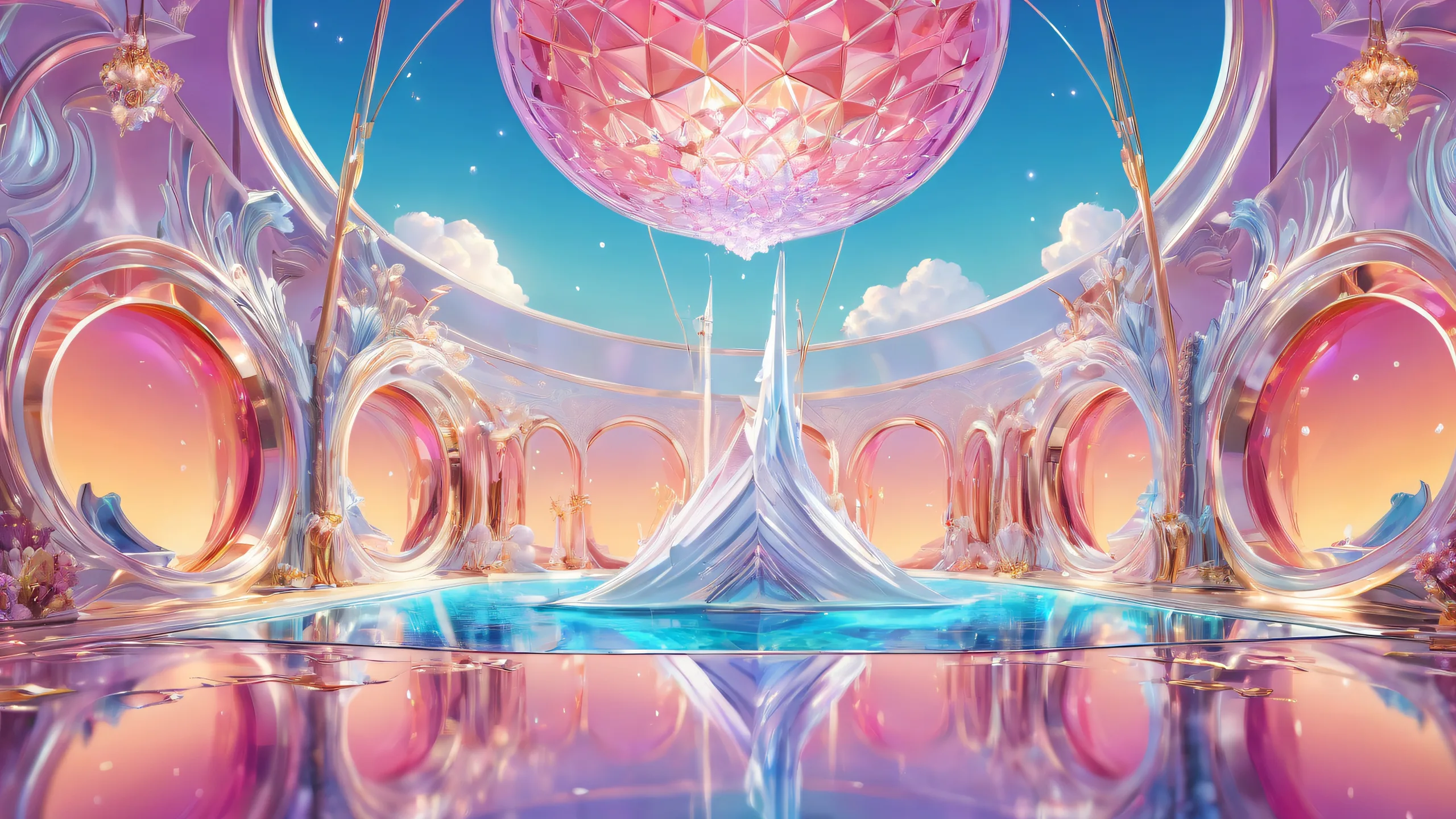 A breathtaking desktop image of a vast pure void with miniature props and ethereal lighting on a Desktop/PC.