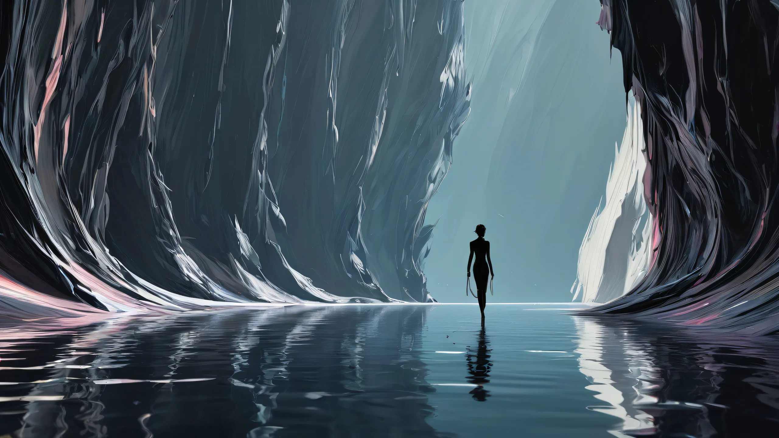 Breathtaking desktop wallpaper featuring a vast pure void with abstract brushstrokes and mysterious lighting for your PC or Desktop.