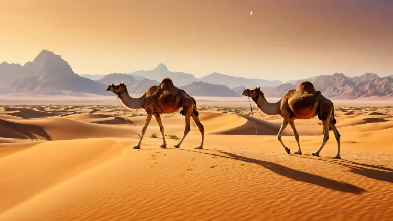 A breathtaking desert landscape for your desktop or PC, featuring a perfectly clean and vast pure void with extreme depth of field.