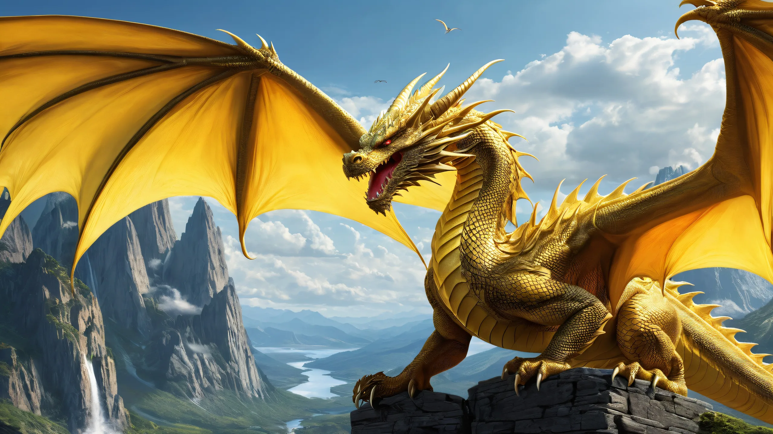 A majestic dragon rising over a pure void on a desktop/pc, with radiant lighting and brilliant colors.
