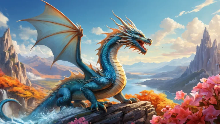 A majestic dragon soaring through a vast, void-filled expanse on a desktop or PC.