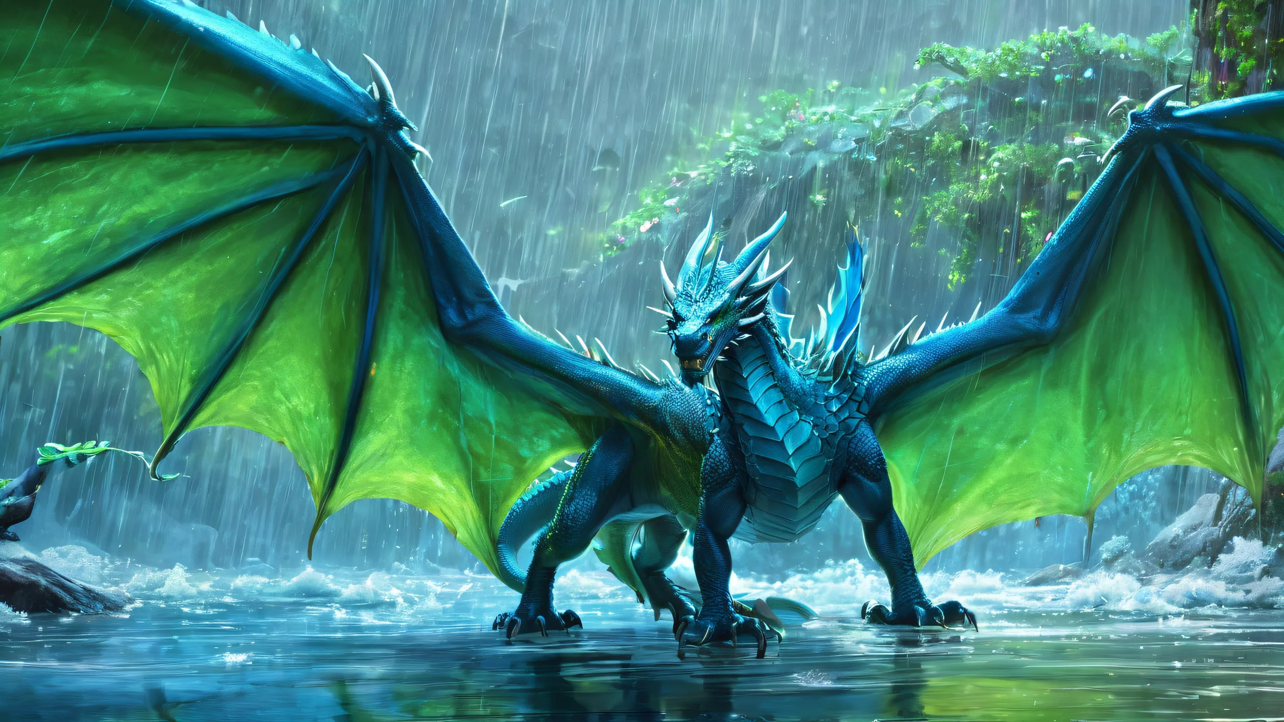 A majestic dragon soaring over a pristine void on a desktop or PC background.