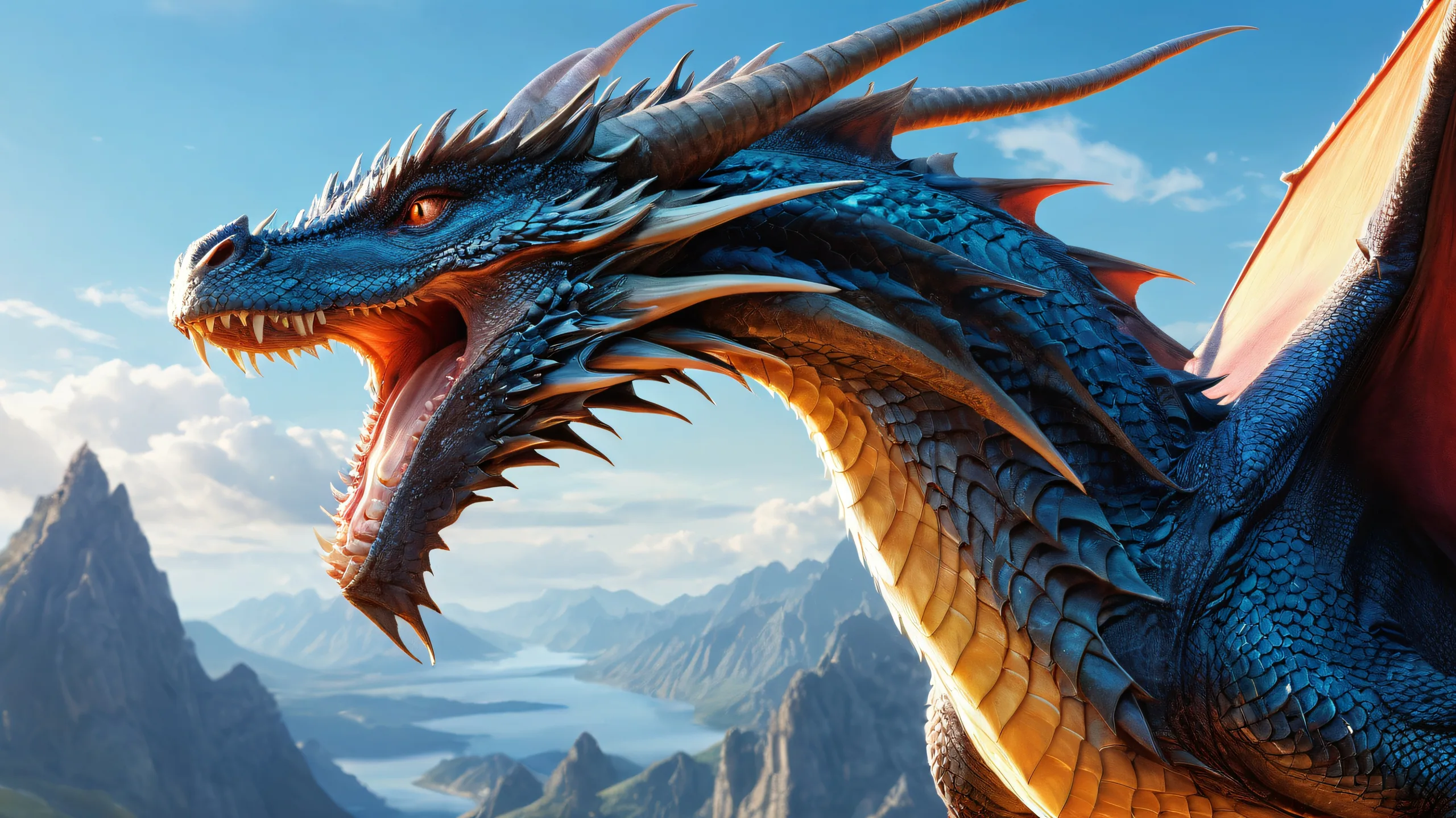 A majestic dragon set against a vast pure void, perfect for your desktop or PC.