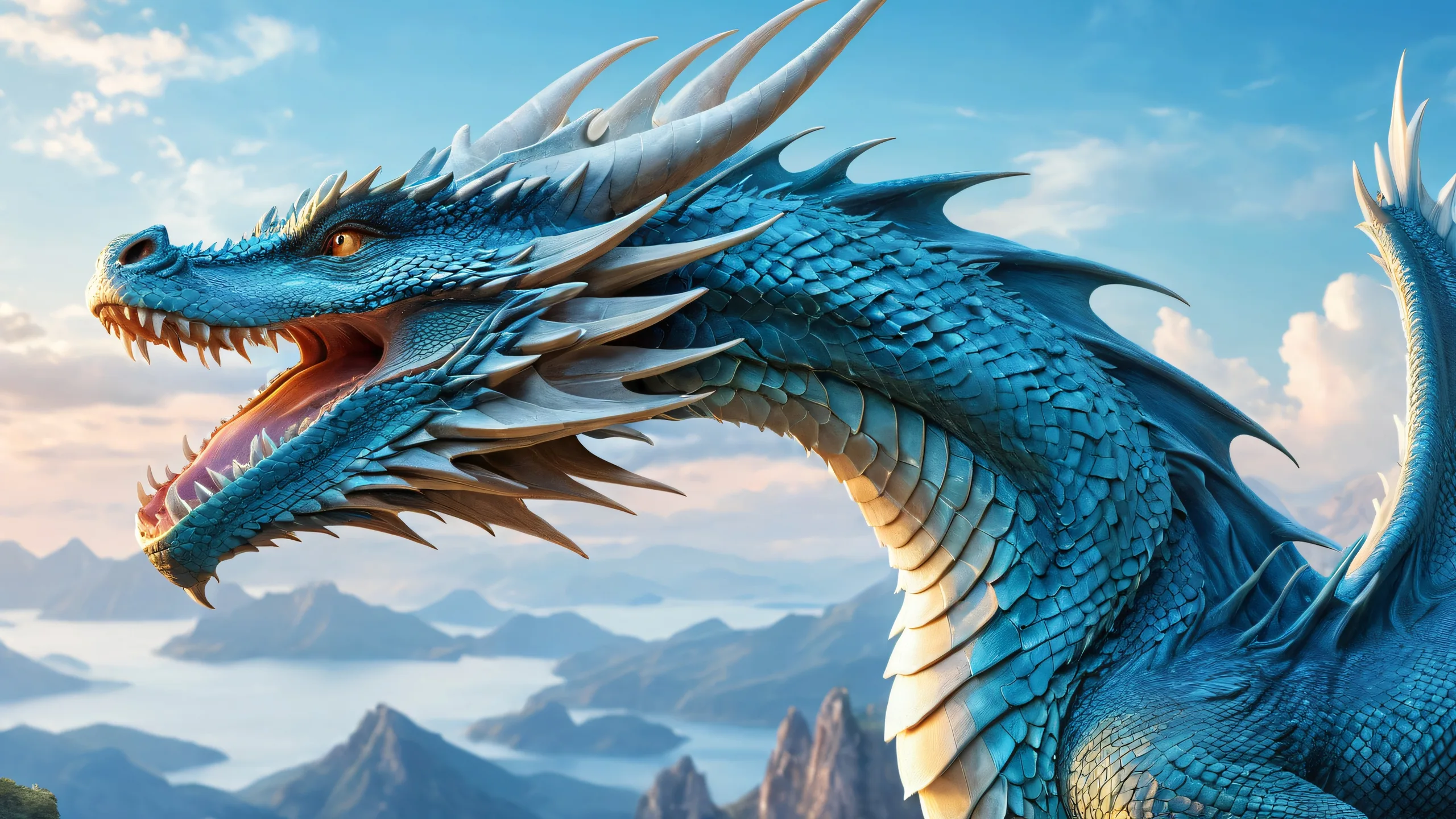 A majestic dragon set against a vast, pure void on a desktop or PC.