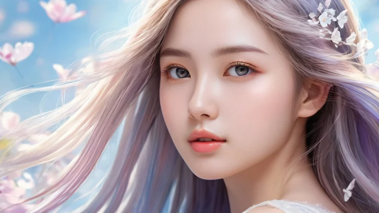 A breathtaking desktop wallpaper of a Long Hair Girl amidst a pure void, ideal for PC or Desktop use.