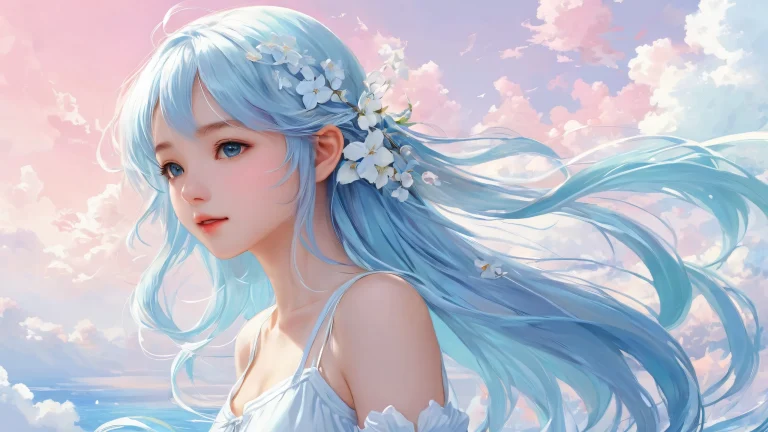 A serene desktop scene featuring a girl amidst a vast pure void with subtle gradient effects and minimal visual noise, デスクトップ/PCの背景に最適.