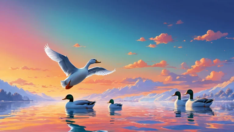 A serene desktop image of ducks in a pristine void, perfect for your Desktop/PC.