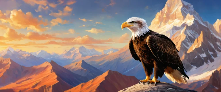 A majestic eagle perched on a cloud-like void, perfect for desktop/PC backgrounds.