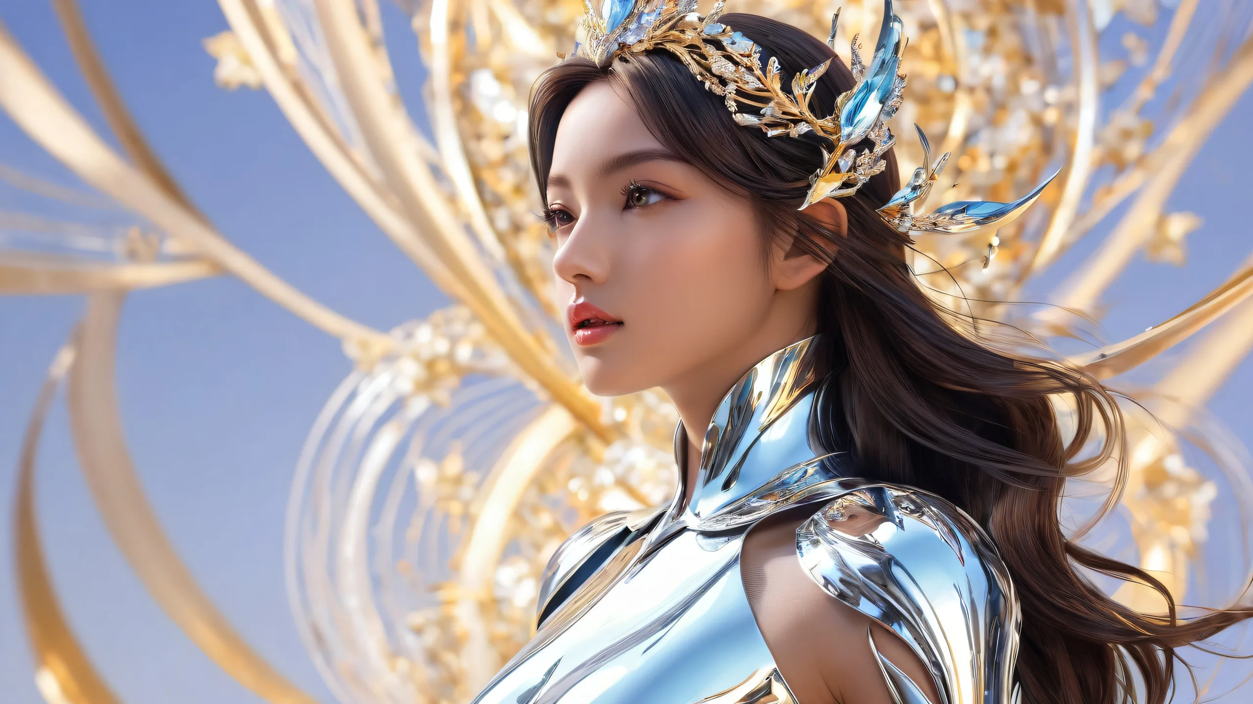 Beautiful surreal artwork of a female form on a clean and vast pure void desktop/pc background.