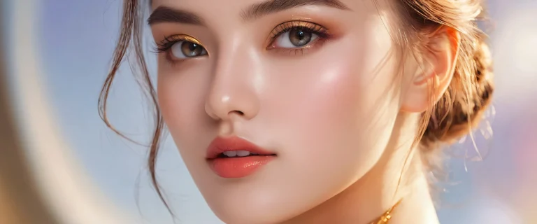 A beautiful women's portrait on a pure void background for desktop/pc screens