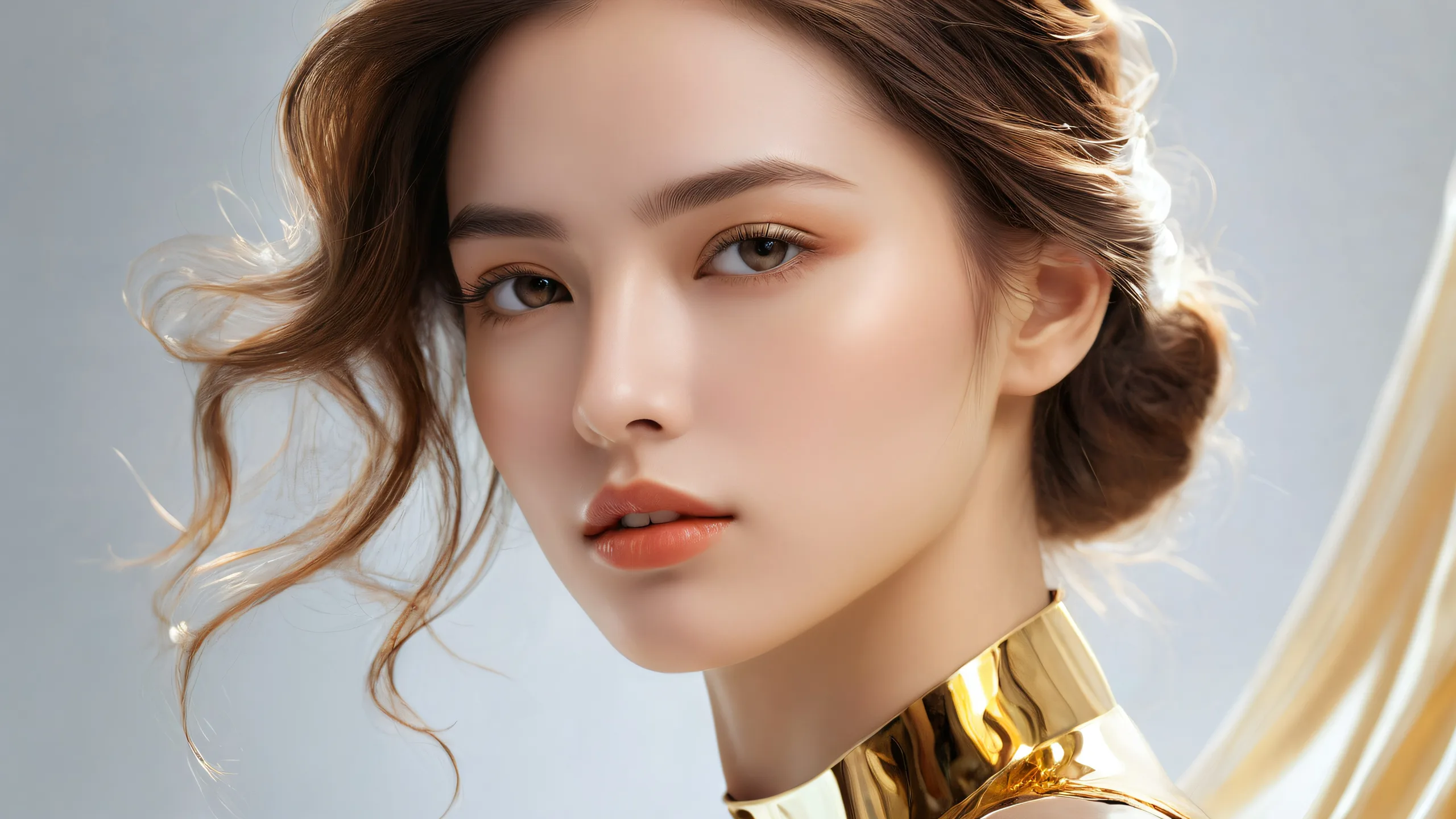 A breathtaking portrait of a woman on a pure void background for Desktop/PC use.