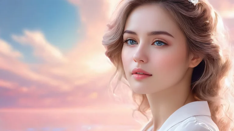 Woman portrait in a serene void with depth of field, ideal for desktop/pc