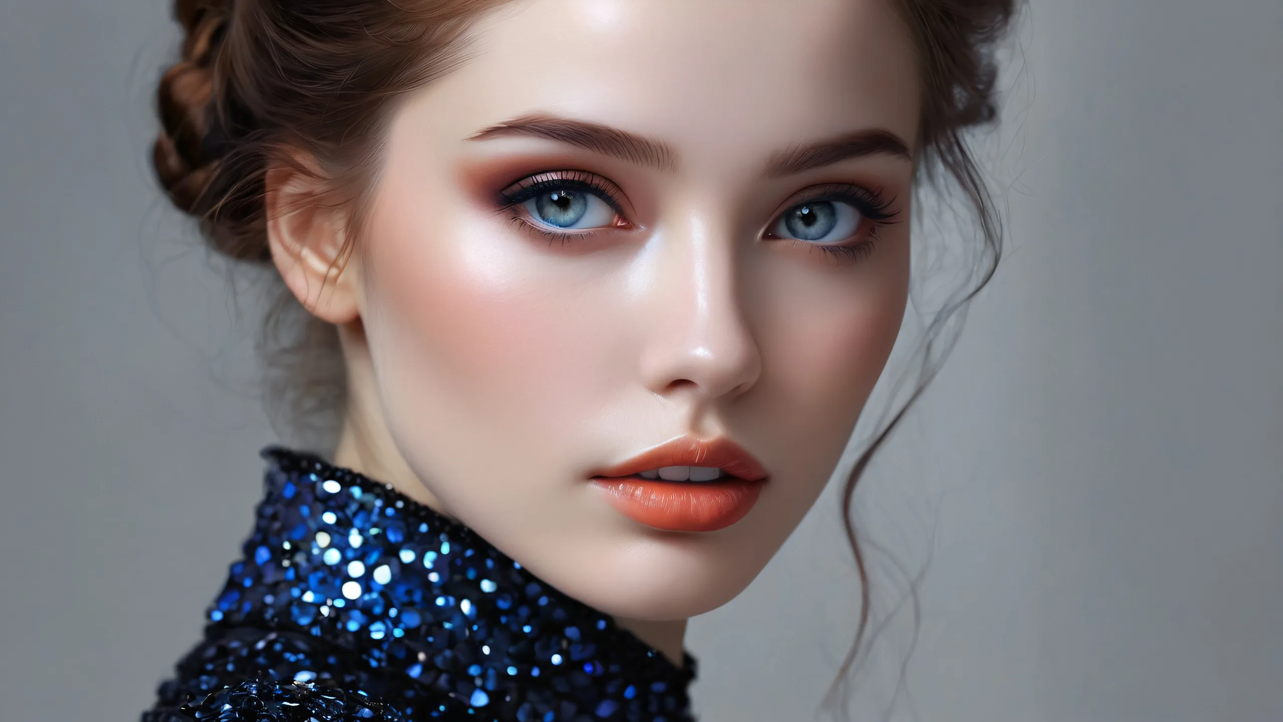 Retrato etéreo Enigma 4K UHD Fondo de pantallaen una computadora de escritorio o PC con iluminación etérea y colores brillantes Woman's portrait in a vast pure void on a desktop/pc with ethereal lighting and brilliant colors