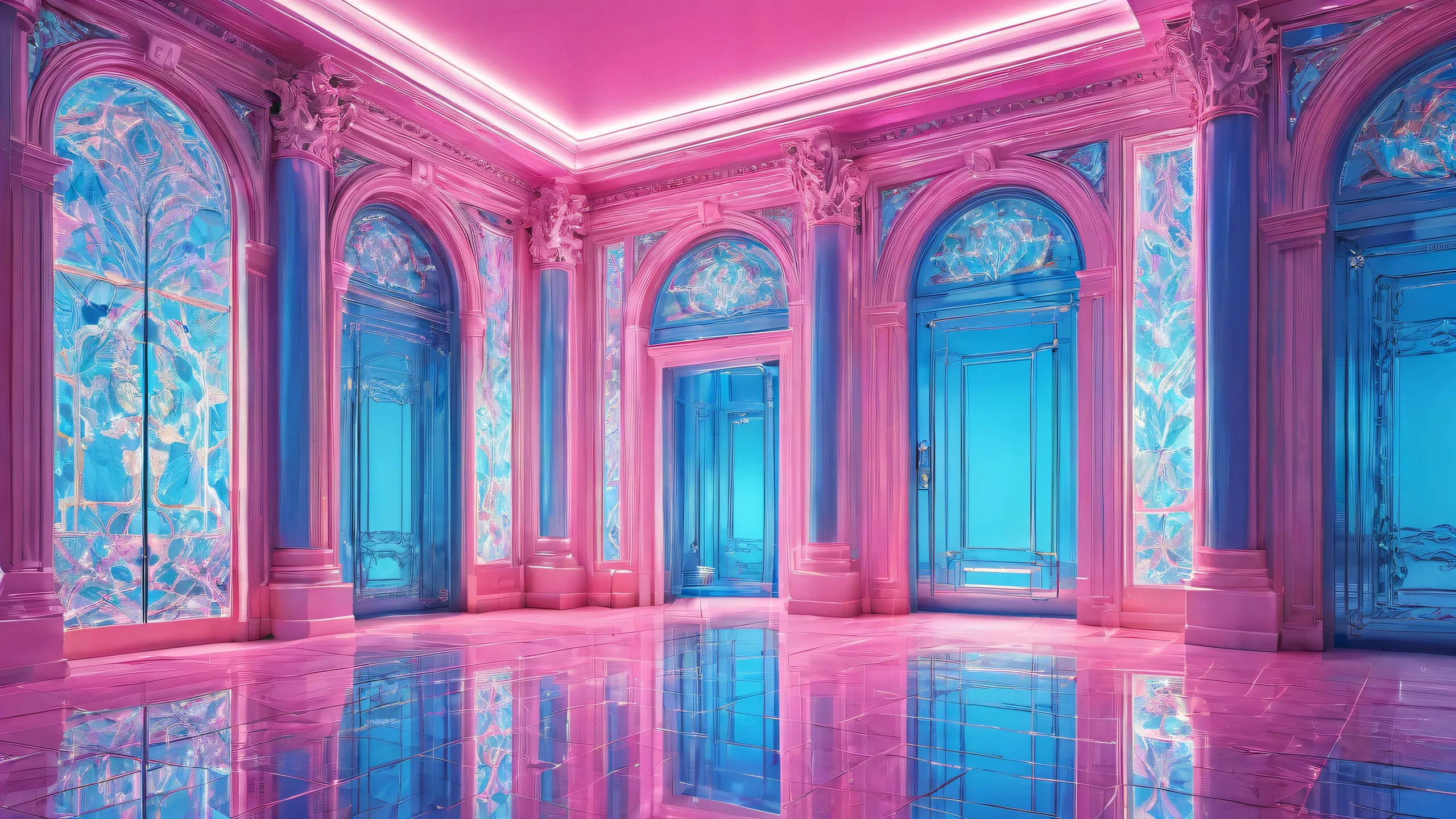 A stunning desktop image of a building entrance set against a vast pure void, perfect for your PC or Desktop