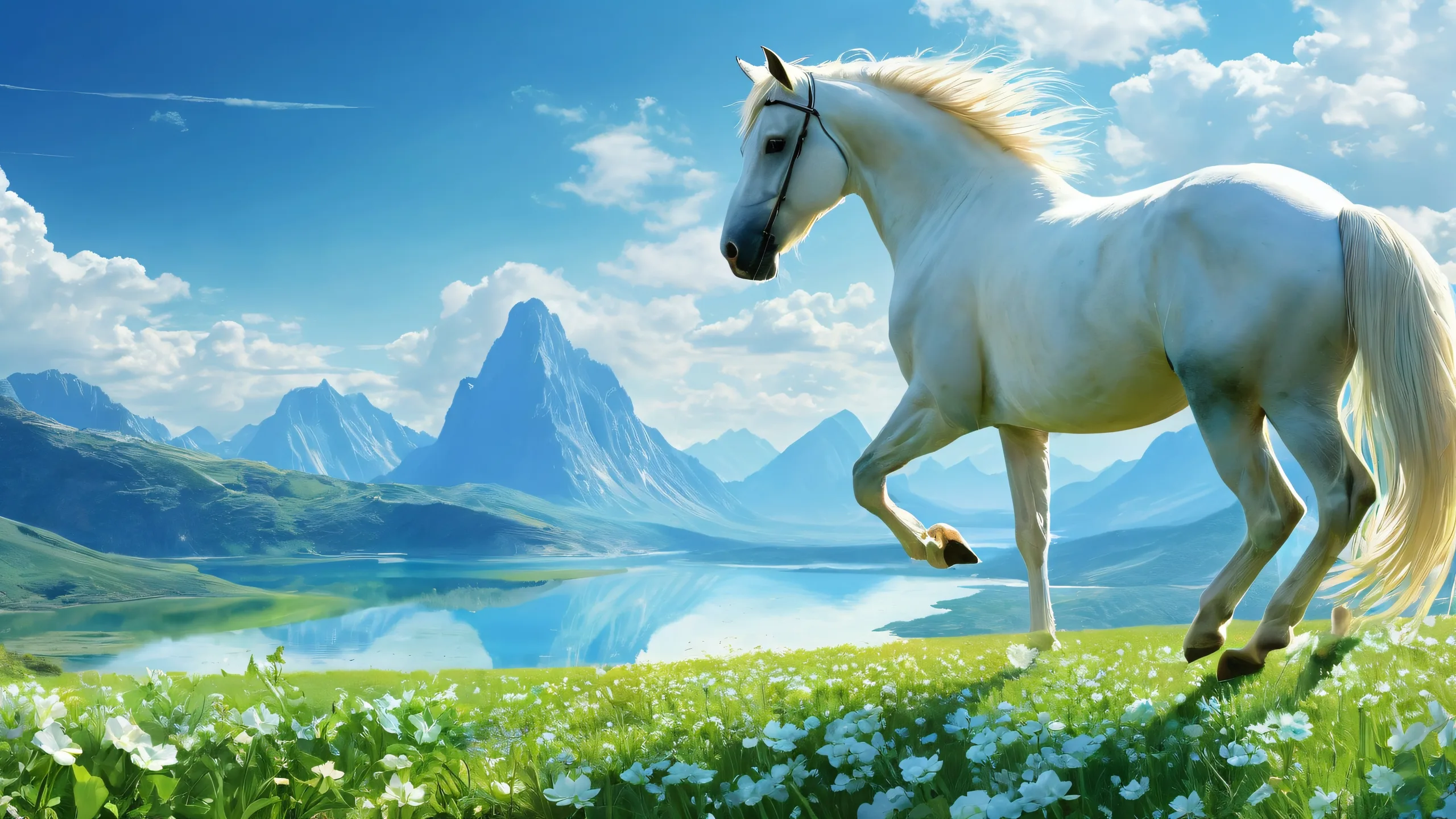 4K Ethereal Equine Odyssey Desktop Background A breathtaking desktop wallpaper featuring a horseback rider against a vast, pure void with extreme depth of field and ethereal lighting on a Desktop/PC.