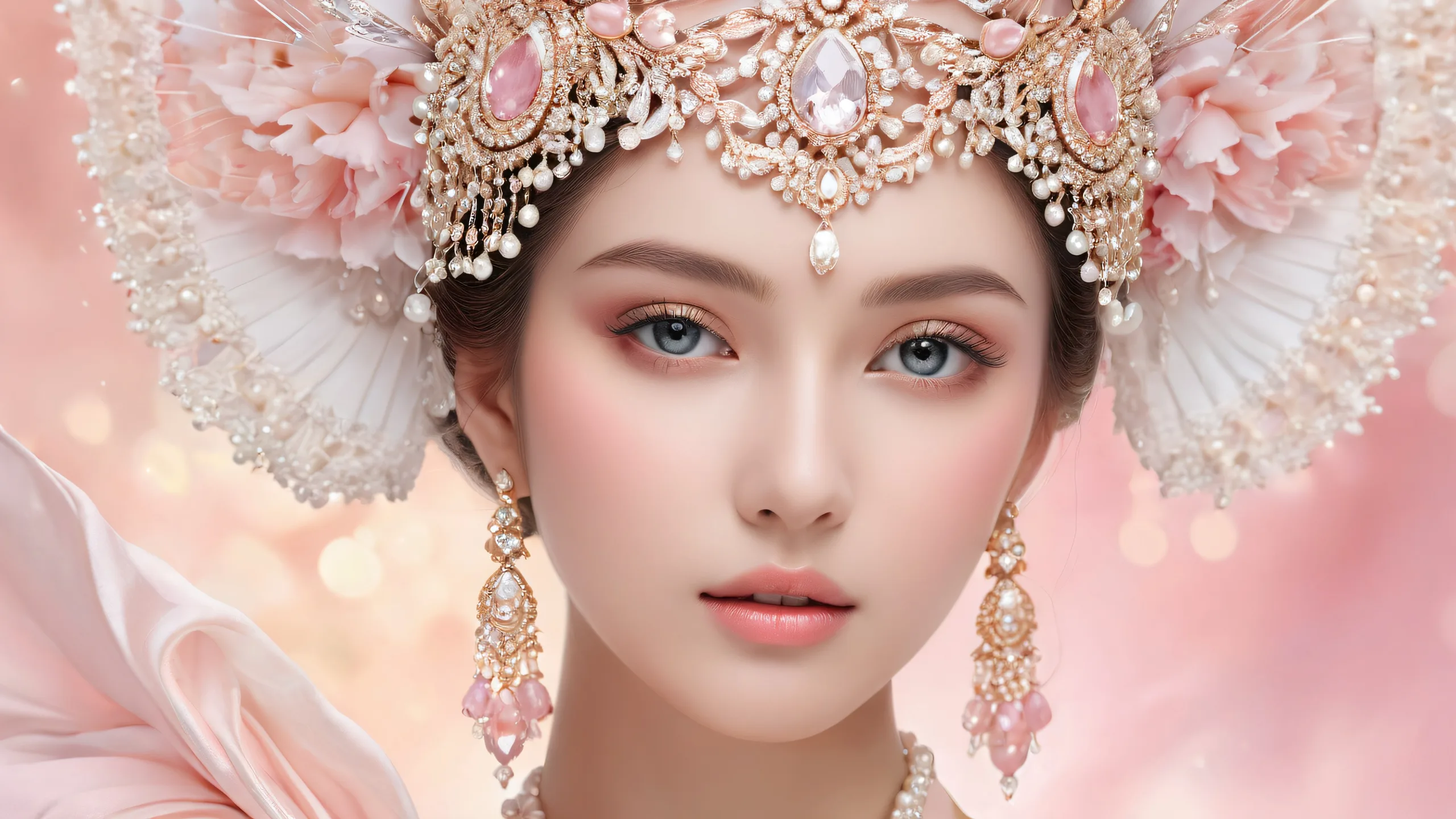 Woman in a perfect void on a desktop or PC.