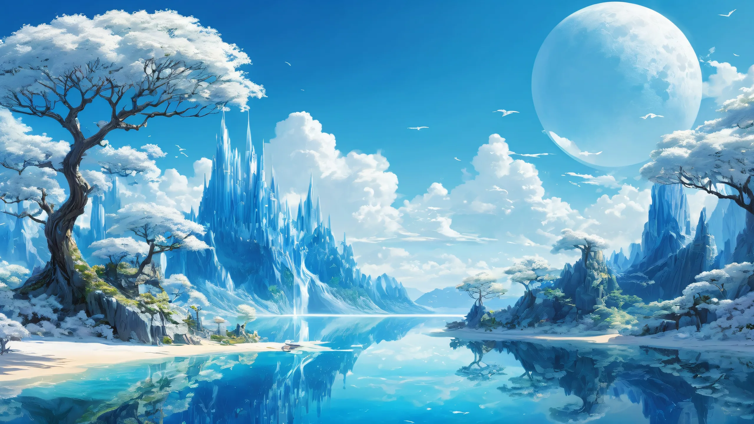 Breathtaking fantasy landscape on a clean and pure void for Desktop/PC use.