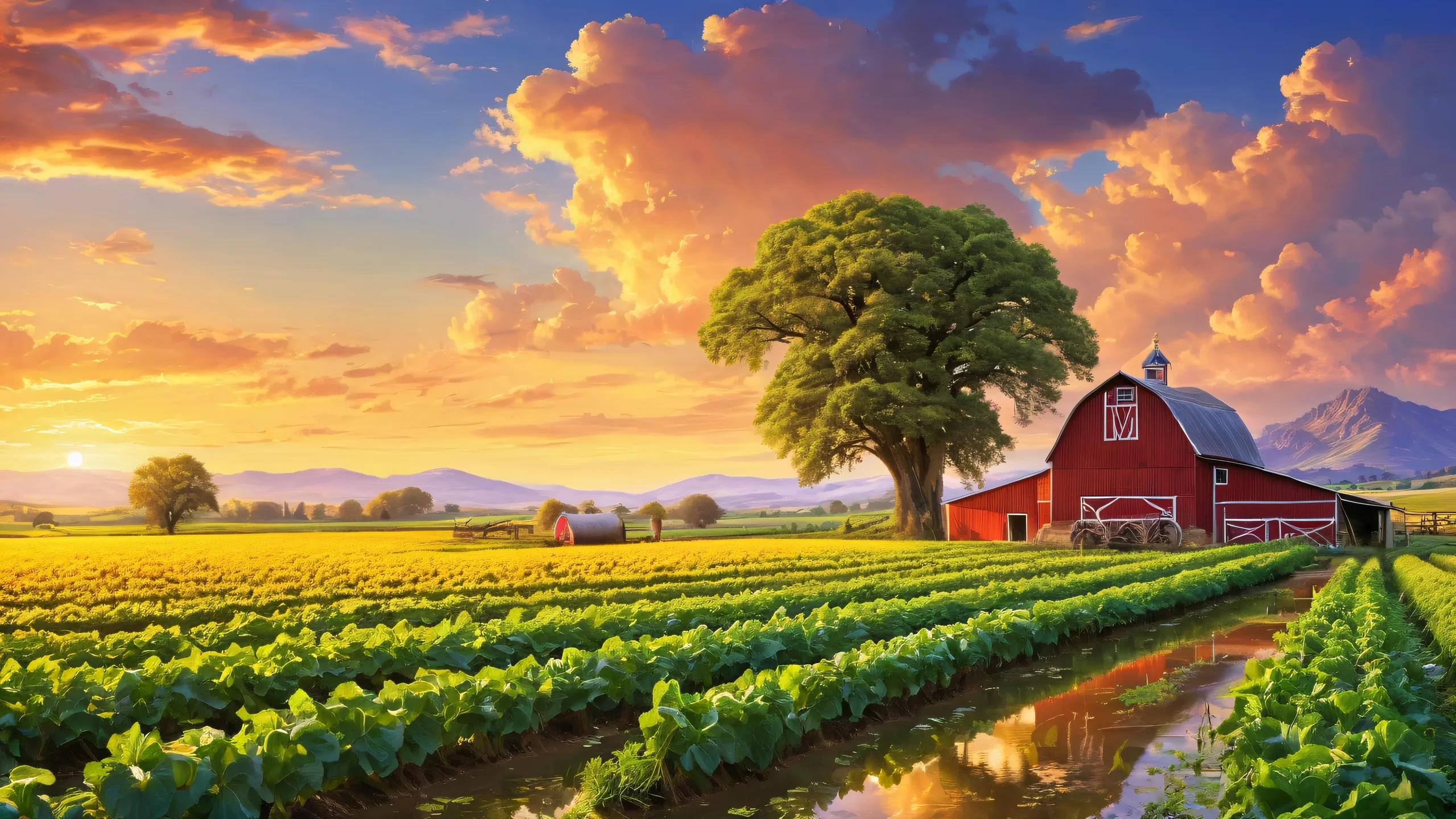 Breathtaking farm scene for desktop or PC, featuring pristine void and ethereal lighting.